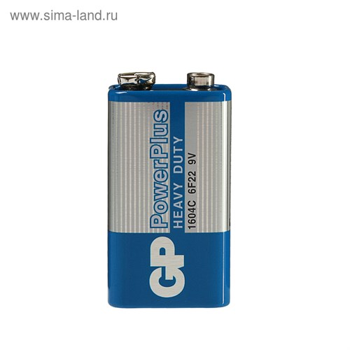 Батарейка солевая GP PowerPlus Heavy Duty, 6F22 (1604C)-1S, 9В, крона, спайка, 1 шт. 3045155 - фото 17103914