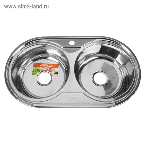 Мойка кухонная Accoona AB4479B, врезная, двойная, толщина 0.6 мм, 790х440х165 мм, глянец 3303717 - фото 17105029