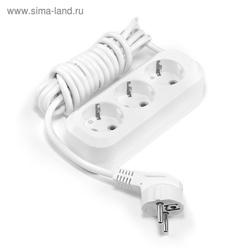 Удлинитель Smartbuy, 3 розетки, 3 м, 16 А, 3500 Вт, ПВС 3х1 мм2, с з/к, белый 3032294 - фото 17105492
