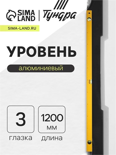 Уровень алюминиевый ТУНДРА, 3 глазка, линейка, 1200 мм 2964625 - фото 17107161