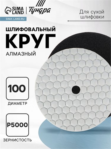 Алмазный гибкий шлифовальный круг ТУНДРА "Черепашка", для сухой шлифовки, 100 мм, № 5000 3594937 - фото 17107646