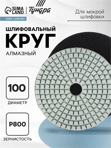Алмазный гибкий шлифовальный круг ТУНДРА "Черепашка", для мокрой шлифовки, 100 мм, № 800 3594927 - фото 17107709