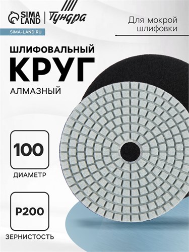 Алмазный гибкий шлифовальный круг ТУНДРА "Черепашка", для мокрой шлифовки, 100 мм, № 200 3594925 - фото 17107723