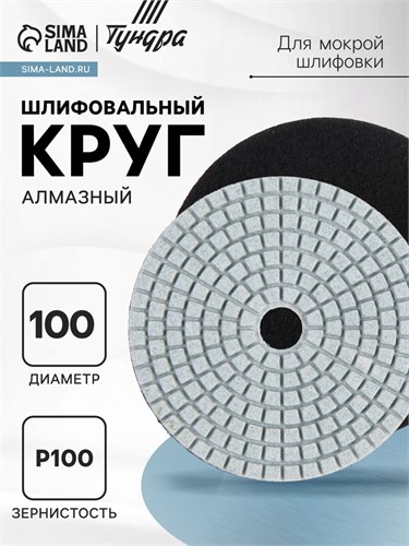 Алмазный гибкий шлифовальный круг ТУНДРА "Черепашка", для мокрой шлифовки, 100 мм, № 100 3594924 - фото 17107730