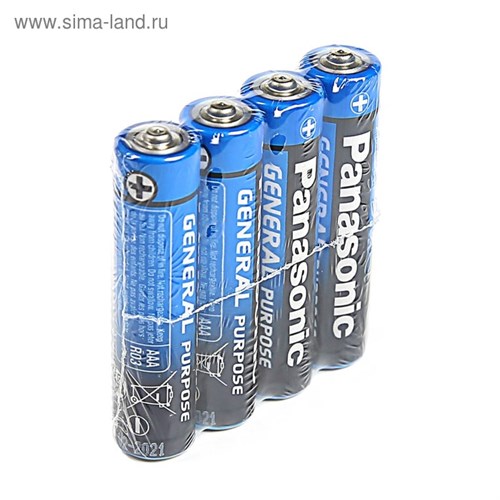 Батарейка солевая Panasonic General Purpose, AAA, R03-4S, 1.5В, спайка, 4 шт. 3795202 - фото 17108958