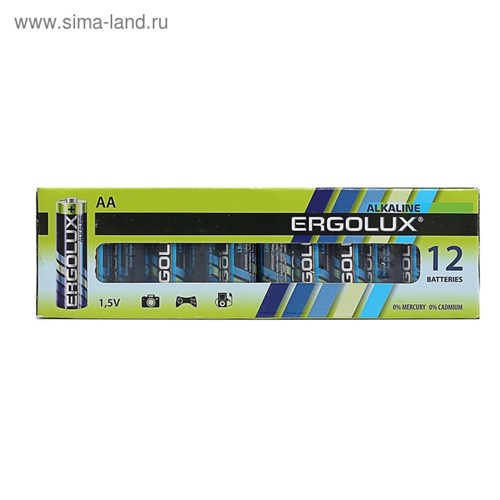 Батарейка алкалиновая Ergolux, AA, LR6-12BOX (LR6 BP-12), 1.5В, набор 12 шт. 3781550 - фото 17109140