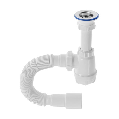 Сифон для раковины Aquant, 1 1/4" х 40 мм, с металл. решеткой d=64 мм, с гофрой 40х40/50 мм 4102720 - фото 17112778