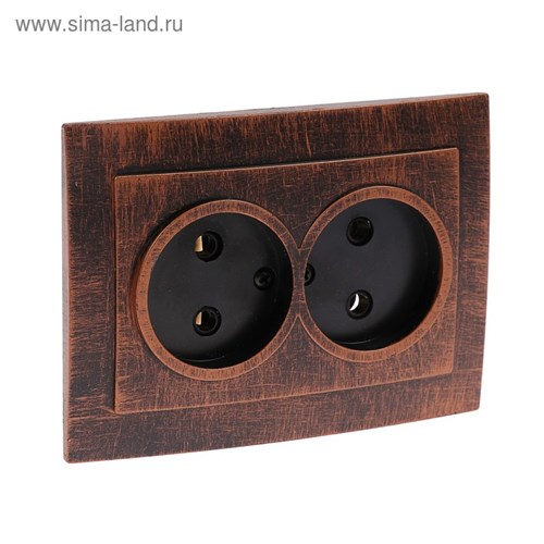 Розетка "Элект" RS 16-237-ЧМ, 16 А, 250 В, двухместная, скрытая, без з/к, черная под медь 4364466 - фото 17114012