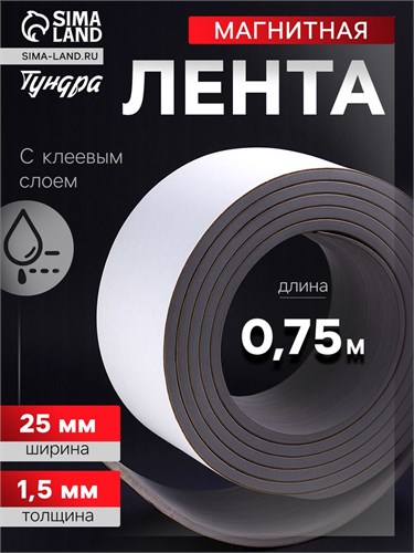 Магнитная лента ТУНДРА, с клеевым слоем, 25 х 1.5 мм, длина 0.75 м 4334646 - фото 17116115
