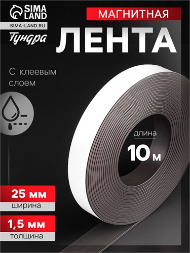 Магнитная лента ТУНДРА, с клеевым слоем, 25 х 1.5 мм, длина 10 м 4334650 - фото 17116127