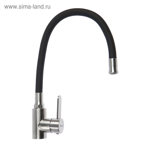 Смеситель для кухни Accoona A48104F, однорычажный, с гайкой, нерж.сталь, черный/сатин 4776424 - фото 17117231