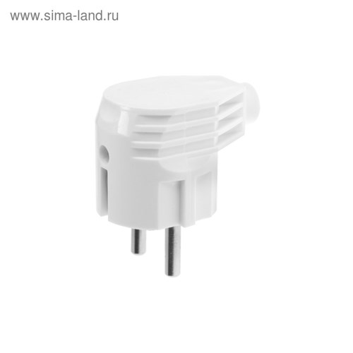 Вилка угловая Smartbuy, 16 А, 250 В, с з/к, белая 4964193 - фото 17119304