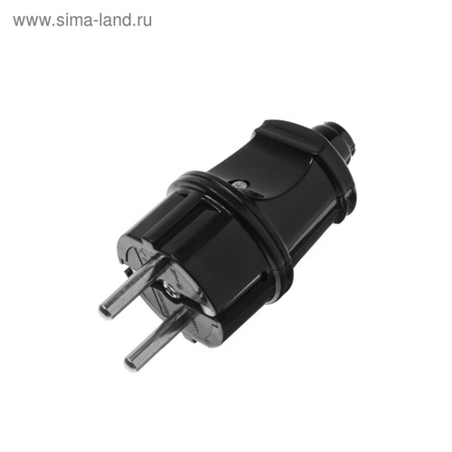 Вилка прямая Smartbuy, 16 А, 250 В, с з/к, черная 4964194 - фото 17119308