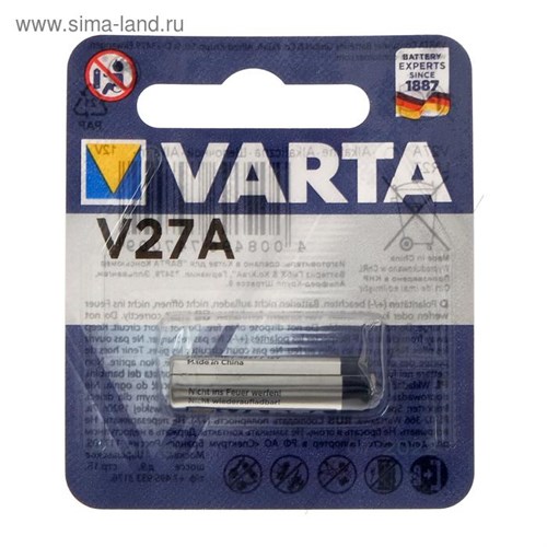 Батарейка алкалиновая Varta Professional, А27 (27A, MN27, V27A)-1BL, 12В, блистер, 1 шт. 5217276 - фото 17120945