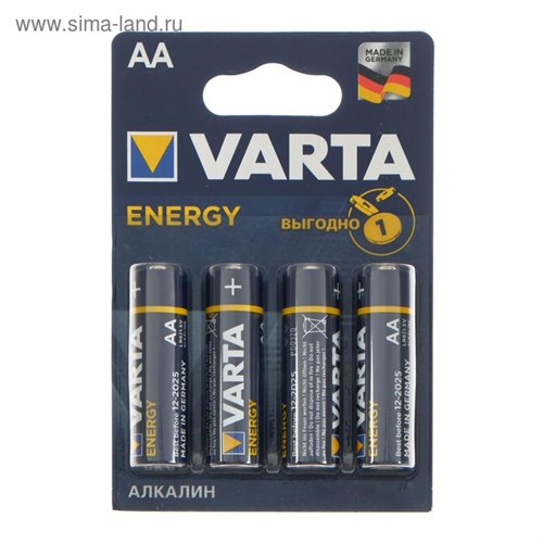 Батарейка алкалиновая Varta Energy, AA, LR6-4BL, 1.5В, блистер, 4 шт. 5217300 - фото 17120955