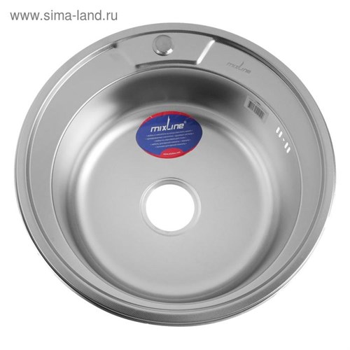 Мойка кухонная MIXLINE 532307, врезная, толщина 0.8 мм, 51х51х17 см, вып. 3 1/2", с сифоном 5381567 - фото 17122477