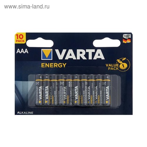 Батарейка алкалиновая Varta Energy, AAA, LR03-10BL, 1.5В, блистер, 10 шт. 5500018 - фото 17124178