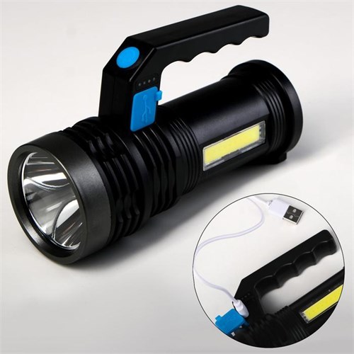 Фонарь ручной аккумуляторный, 3 и 1.5 Вт, 1200 мАч, USB, COB , 4 режима, индикатор заряда 6117057 - фото 17127261