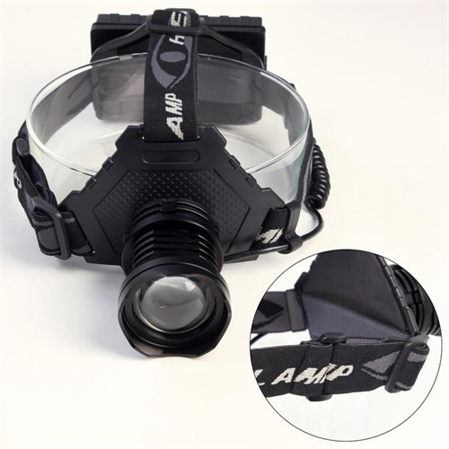 Фонарь налобный аккумуляторный, 10 Вт, 2000 мАч, P50, zoom, индикатор заряда, 3 режима, USB 6253012 - фото 17127281