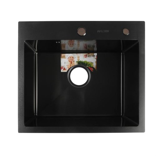 Мойка кухонная AFLORN AF95044F, врезная, S=3,0 и 0,8 мм, 50х44х22 см, сифон, графит 6957241 - фото 17127871