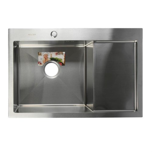 Мойка кухонная AFLORN AF97851-L, врезная, левая, S=3,0 и 0,8 мм, 78х51х22 см, сифон, сатин 6957252 - фото 17127952