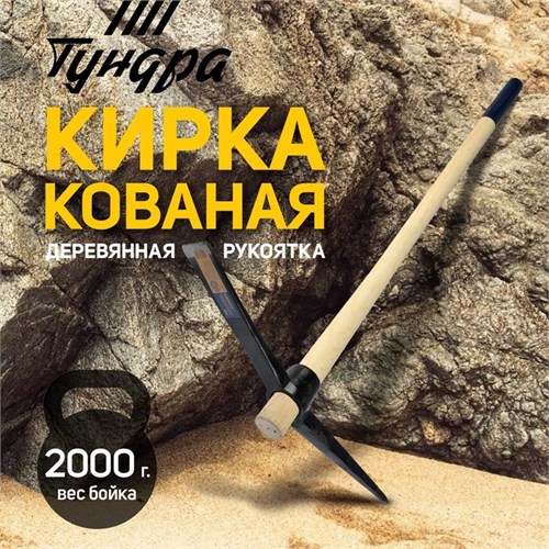 Кирка ТУНДРА, кованая, деревянная рукоятка 900 мм, 2000 г 5378862 - фото 17129655