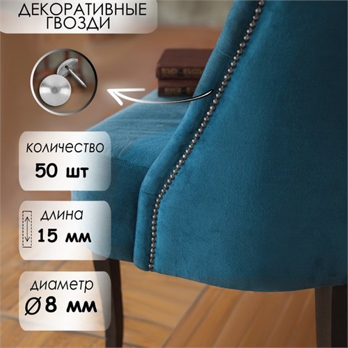 Гвозди ТУНДРА, декоративные, 8х15 мм, хром, 50 шт 9118050 - фото 17140212