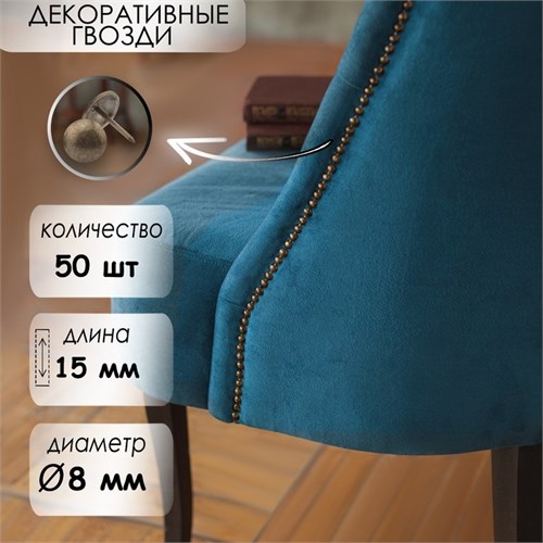 Гвозди ТУНДРА, декоративные, 8х15 мм, бронза, 50 шт 9118051 - фото 17140226