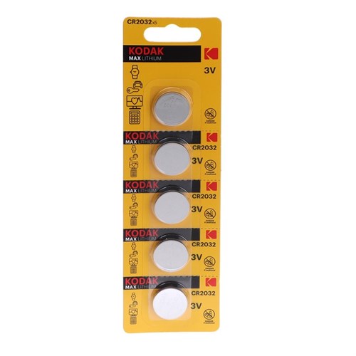 Батарейка литиевая Kodak, CR2032-5BL, 3В, блистер, 5 шт. 9336781 - фото 17143696