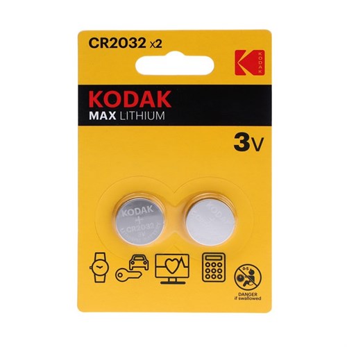 Батарейка литиевая Kodak, CR2032-2BL, 3В, блистер, 2 шт. 9336782 - фото 17143698