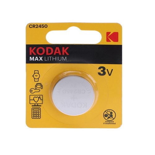 Батарейка литиевая Kodak Max, CR2450-1BL, 3В, блистер, 1 шт. 9336784 - фото 17143700