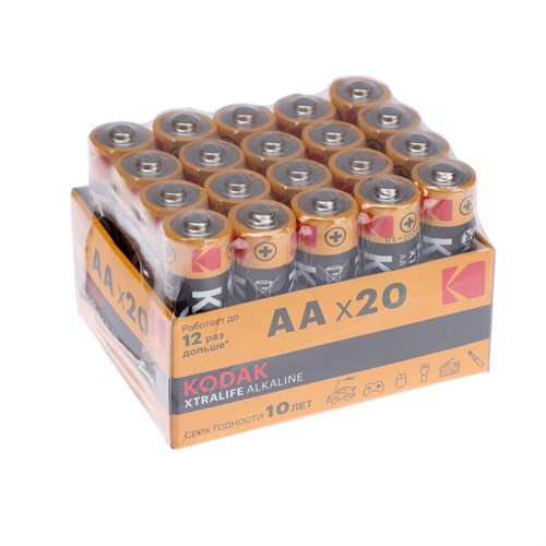 Батарейка алкалиновая Kodak Xtralife, AA, LR6-20BOX, 1.5В, бокс, 20 шт. 9336790 - фото 17143702