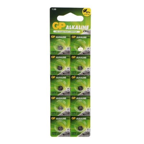 Батарейка алкалиновая GP, 177A (LR626, G4, 177)-10BL, 1.5В, блистер, 10 шт. 9370352 - фото 17144065