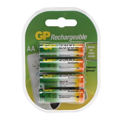 Аккумулятор GP, Ni-Mh, AA, HR6-4BL, 1.2В, 2300 мАч, блистер, 4 шт. 9370355 - фото 17144067