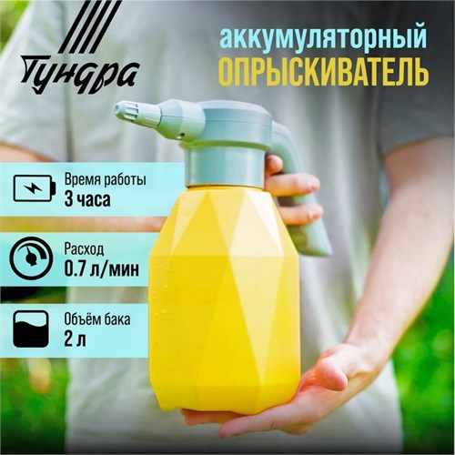Опрыскиватель аккумуляторный ТУНДРА, 3.7 В, 2 Ач, 2 л, 0.7 л/мин, гибкая насадка 9195314 - фото 17145369
