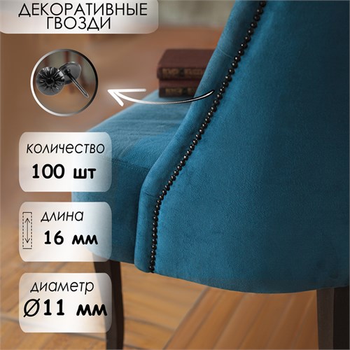 Гвозди ТУНДРА, декоративные, фактурные, 11х16 мм, черные, 100 шт 9938787 - фото 17166383