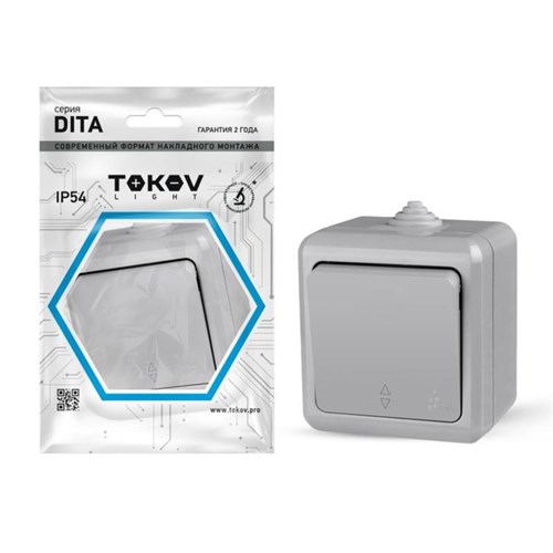 Переключатель TOKOV ELECTRIC, Dita, 1 клавиша, IP54, 10А, 250В, серый, TKL-DT-P1-C06-IP54 10404687 - фото 17171237