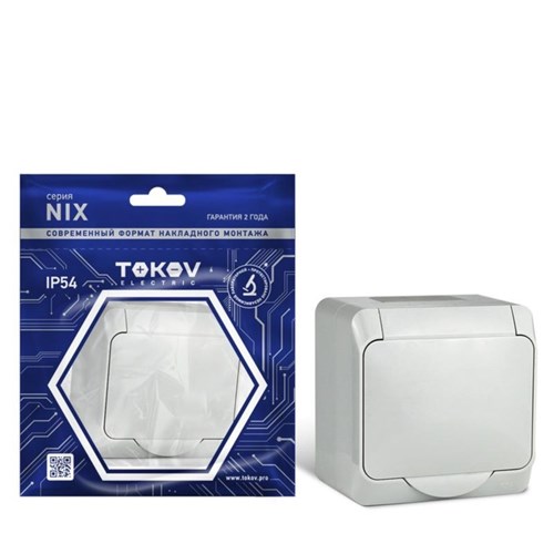 Розетка TOKOV ELECTRIC, Nix, с кр., 1-м, 16А, IP54, 250В, с з/к, серый, TKE-NX-R1Z-C06-IP54 10404705 10404708 - фото 17171243