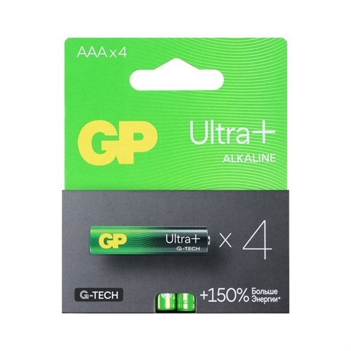 Батарейка алкалиновая GP Ultra Plus Alkaline G-tech, AAA, LR03-4BL, 1.5В, блистер, 4 шт. 10846387 - фото 17185072