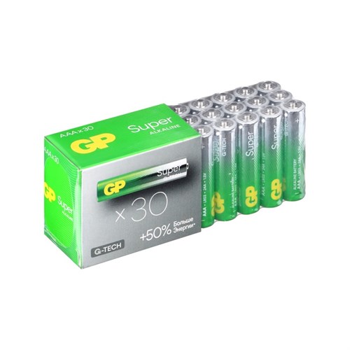 Батарейка алкалиновая GP Super Alkaline G-Tech, AAA, LR03-30BOX, 1.5В, набор, 30 шт 10844116 - фото 17185426