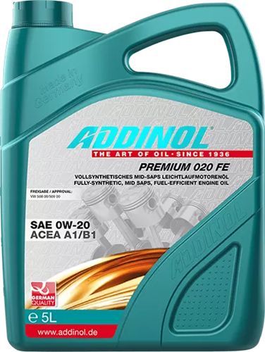 Синтетическое моторное масло ADDINOL PREMIUM 020 FE, 0W-20, 5 л ADD0001002 - фото 17190967