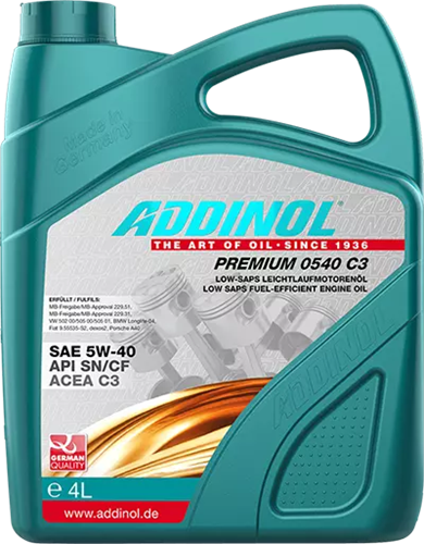 Синтетическое моторное масло ADDINOL PREMIUM 0540 C3, 5W-40, 4 л ADD0001006 - фото 17190975