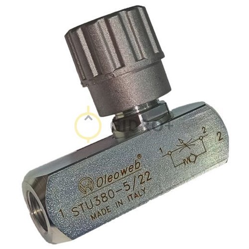 Дроссель гидравлический односторонний с обратным клапаном STUF380 (гидродроссель) 90°, 3/8" BSP OLEOWEB OLE0001001 - фото 17195770