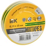 Изолента ПВХ 0.13х15мм (рул.10м) желт./зел. IEK UIZ-13-10-10M-K52 304399