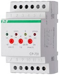 Реле напряжения CP-731 (трехфазный; микропроцессорный; контроль верхнего и нижнего значений напряжения; контроль асимметрии; чередования фаз; монтаж на DIN-рейке 35мм 3х400/230+N 2х8А 1Z 1R IP20) F&F EA04.009.005 320284