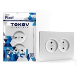 Розетка 2-м СП Pixel 16А IP20 без заземл. в сборе бел. TOKOV ELECTRIC TKE-PX-R2F-C01 1791369