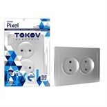 Розетка 2-м СП Pixel 16А IP20 без заземл. в сборе алюм. TOKOV ELECTRIC TKE-PX-R2F-C03 1792271