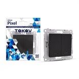 Выключатель 2-кл. СП Pixel 10А IP20 с индикатором механизм карбон TOKOV ELECTRIC TKE-PX-V2I-C14 1792318