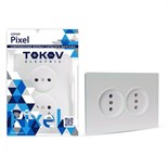 Розетка 2-м СП Pixel 16А IP20 без заземл. в сборе перламутр. TOKOV ELECTRIC TKE-PX-R2F-C04 1792300