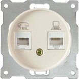 Розетка компьютерная + телефонная 2-м СП Florence RJ45 + RJ11 кат.5E механизм беж. (1E20801301) OneKeyElectro 2172794 467463